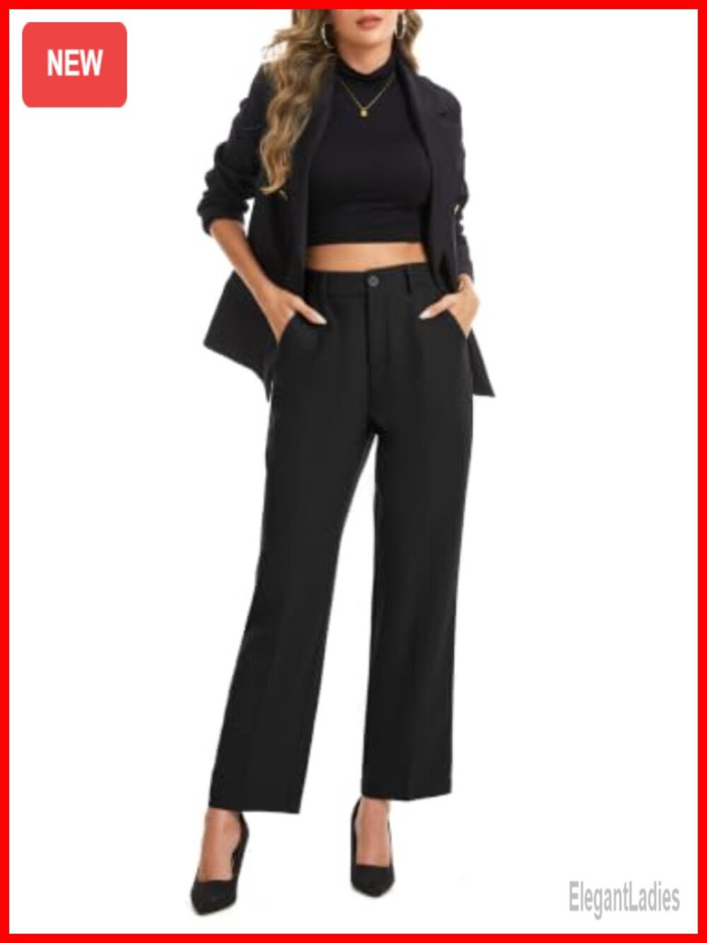 FUNYYZO Cropped Wide Leg Pleated Ankle Pants Business Casual Work Slacks